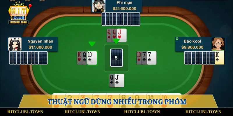 Thuật ngữ trong bài Phỏm tại Hitclub